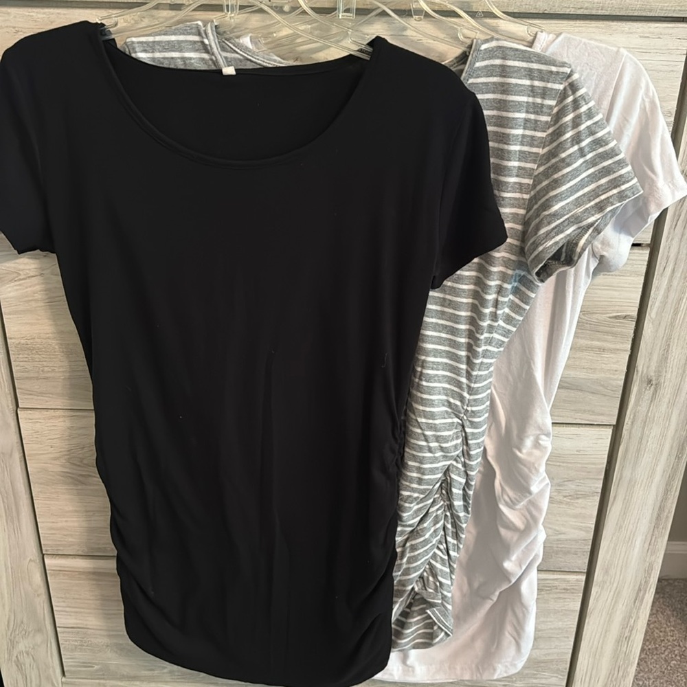 Womens Maternity Tops Short Sleeve Round Neck Pregnancy Shirts (3)